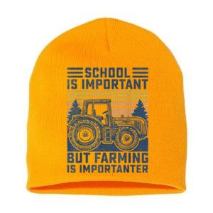 But Farming Is Importanter Farmer Tractor Funny Farm Boys Short Acrylic Beanie