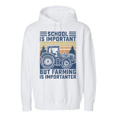 But Farming Is Importanter Farmer Tractor Funny Farm Boys Garment-Dyed Fleece Hoodie