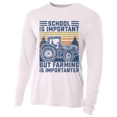But Farming Is Importanter Farmer Tractor Funny Farm Boys Cooling Performance Long Sleeve Crew