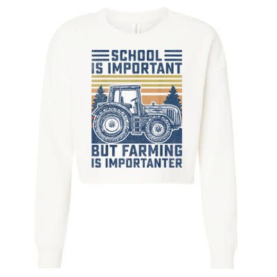 But Farming Is Importanter Farmer Tractor Funny Farm Boys Cropped Pullover Crew