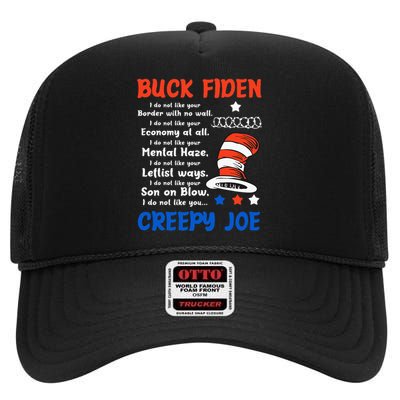 Buck Fiden I Do Not Like Your Border With No Wall Us Flag High Crown Mesh Back Trucker Hat