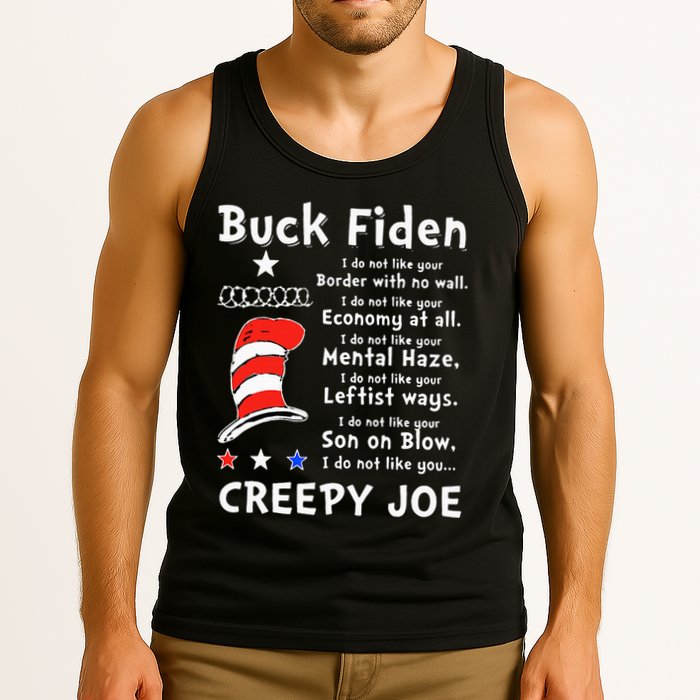 Buck Fiden I Do Not Like Your Border With No Wall Us Flag Tank Top