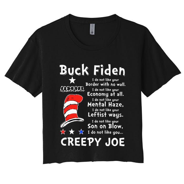 Buck Fiden I Do Not Like Your Border With No Wall Us Flag Crop Top