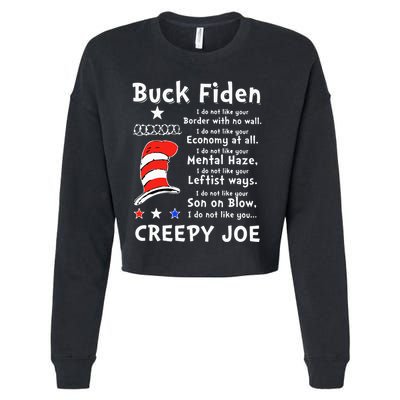 Buck Fiden I Do Not Like Your Border With No Wall Us Flag Cropped Pullover Crew