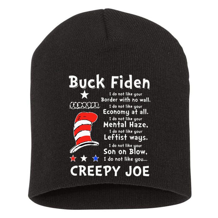 Buck Fiden I Do Not Like Your Border With No Wall Us Flag Short Acrylic Beanie