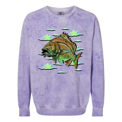 Bass Fishing Illustration River Hook Colorblast Crewneck Sweatshirt