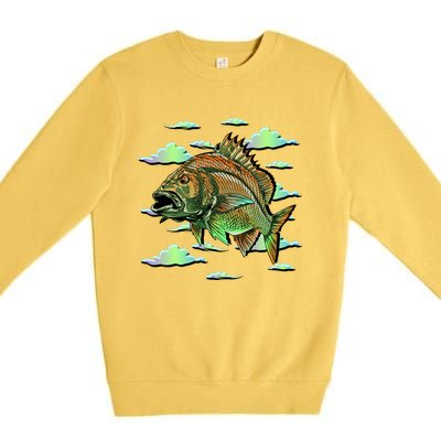 Bass Fishing Illustration River Hook Premium Crewneck Sweatshirt