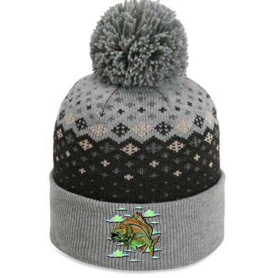 Bass Fishing Illustration River Hook The Baniff Cuffed Pom Beanie