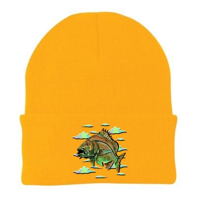 Bass Fishing Illustration River Hook Knit Cap Winter Beanie