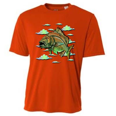 Bass Fishing Illustration River Hook Cooling Performance Crew T-Shirt