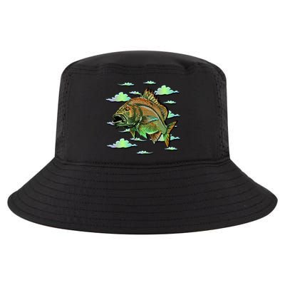 Bass Fishing Illustration River Hook Cool Comfort Performance Bucket Hat