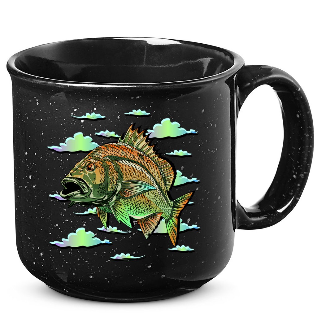 Bass Fishing Illustration River Hook 15oz Campfire Ceramic Mug