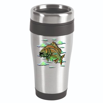 Bass Fishing Illustration River Hook 16oz Travel Tumbler