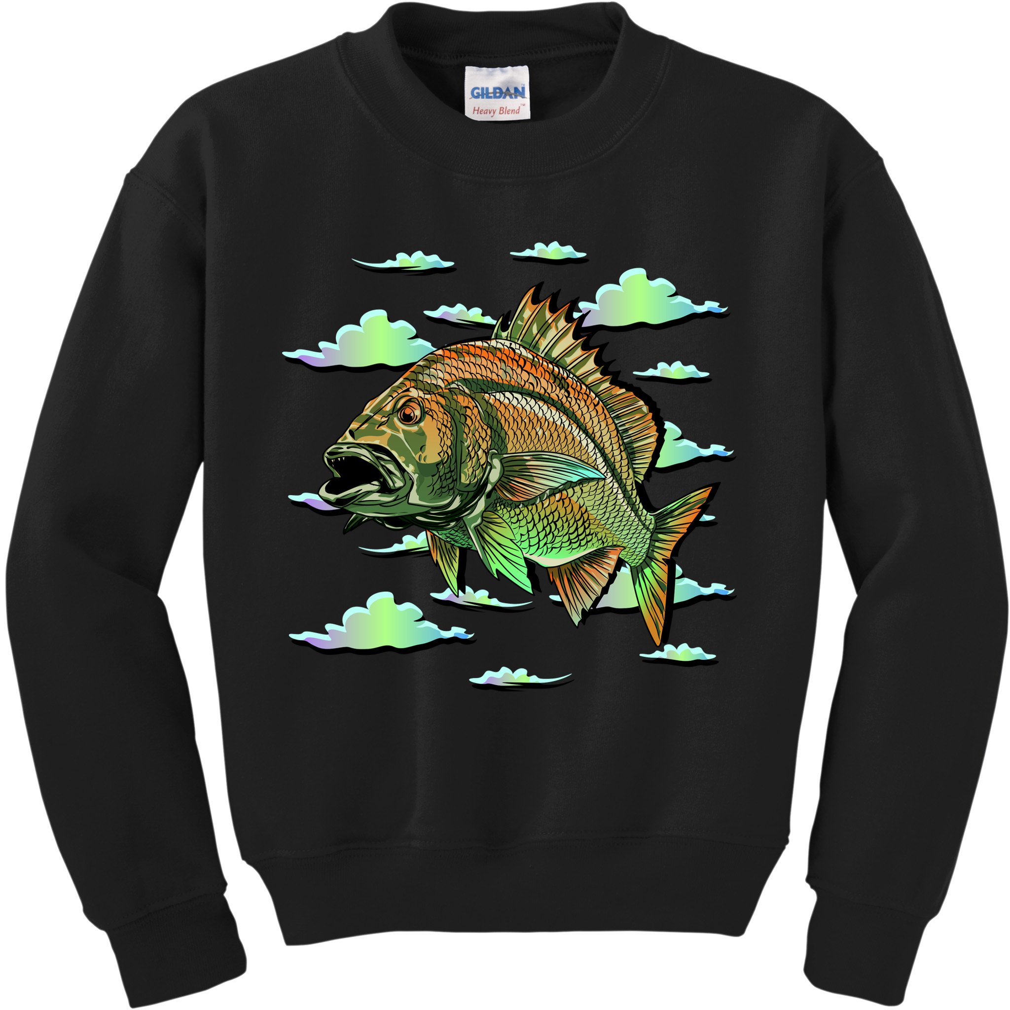 Bass Fishing Illustration River Hook Kids Sweatshirt