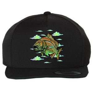 Bass Fishing Illustration River Hook Wool Snapback Cap