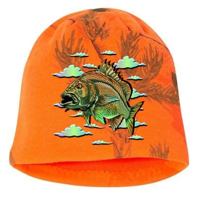 Bass Fishing Illustration River Hook Kati - Camo Knit Beanie