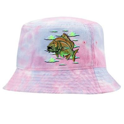 Bass Fishing Illustration River Hook Tie-Dyed Bucket Hat