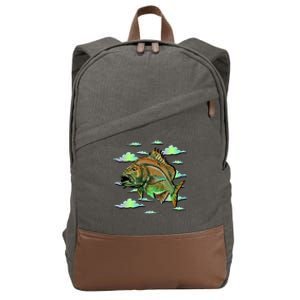 Bass Fishing Illustration River Hook Cotton Canvas Backpack