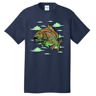 Bass Fishing Illustration River Hook Tall T-Shirt