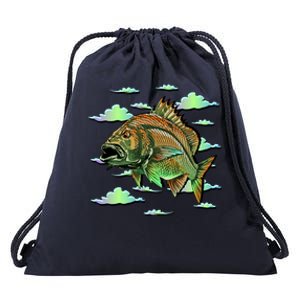 Bass Fishing Illustration River Hook Drawstring Bag