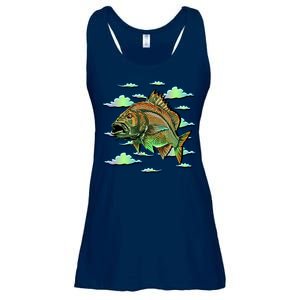 Bass Fishing Illustration River Hook Ladies Essential Flowy Tank