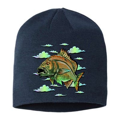 Bass Fishing Illustration River Hook Sustainable Beanie