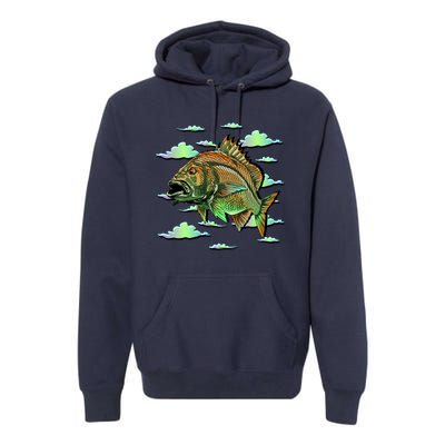 Bass Fishing Illustration River Hook Premium Hoodie