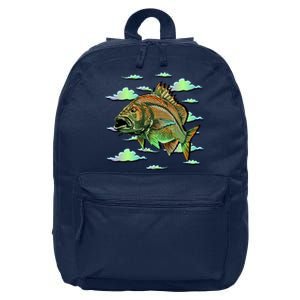 Bass Fishing Illustration River Hook 16 in Basic Backpack