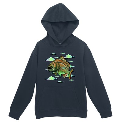 Bass Fishing Illustration River Hook Urban Pullover Hoodie