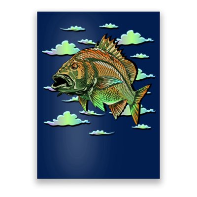 Bass Fishing Illustration River Hook Poster