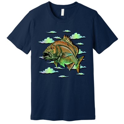 Bass Fishing Illustration River Hook Premium T-Shirt