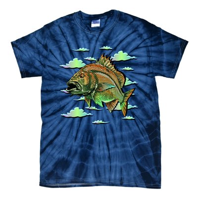 Bass Fishing Illustration River Hook Tie-Dye T-Shirt