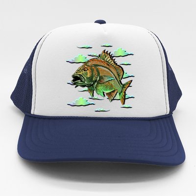 Bass Fishing Illustration River Hook Trucker Hat