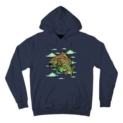 Bass Fishing Illustration River Hook Tall Hoodie