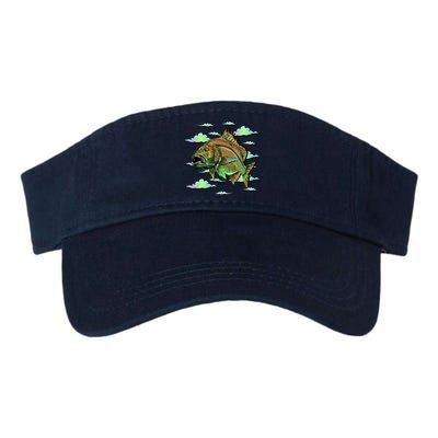 Bass Fishing Illustration River Hook Valucap Bio-Washed Visor