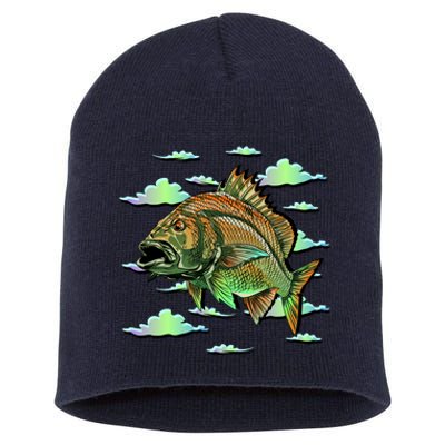 Bass Fishing Illustration River Hook Short Acrylic Beanie