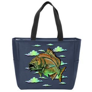 Bass Fishing Illustration River Hook Zip Tote Bag