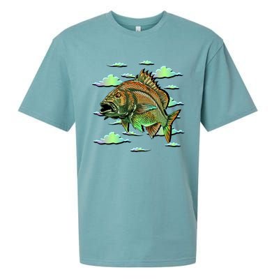 Bass Fishing Illustration River Hook Sueded Cloud Jersey T-Shirt