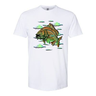 Bass Fishing Illustration River Hook Softstyle CVC T-Shirt