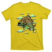 Bass Fishing Illustration River Hook T-Shirt