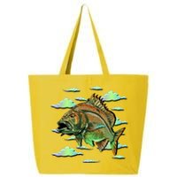 Bass Fishing Illustration River Hook 25L Jumbo Tote