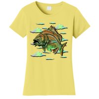 Bass Fishing Illustration River Hook Women's T-Shirt