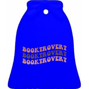 Booktrovert Funny Introvert Book Lover Bookworm Gift Ceramic Bell Ornament