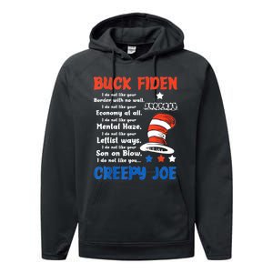 Buck Fiden I Do Not Like Your Border With No Wall Us Flag Performance Fleece Hoodie