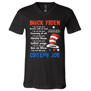 Buck Fiden I Do Not Like Your Border With No Wall Us Flag V-Neck T-Shirt