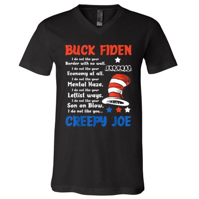 Buck Fiden I Do Not Like Your Border With No Wall Us Flag V-Neck T-Shirt