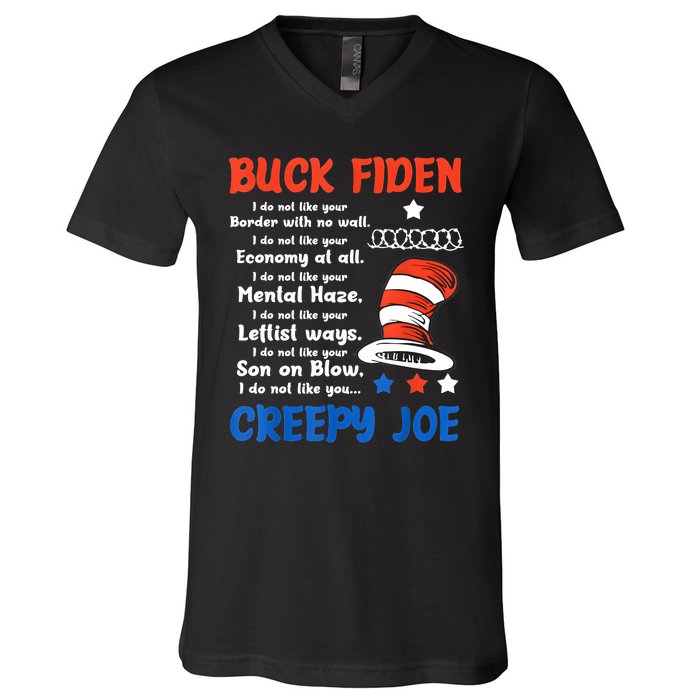 Buck Fiden I Do Not Like Your Border With No Wall Us Flag V-Neck T-Shirt