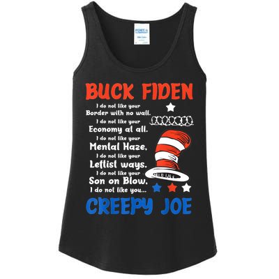 Buck Fiden I Do Not Like Your Border With No Wall Us Flag Ladies Essential Tank