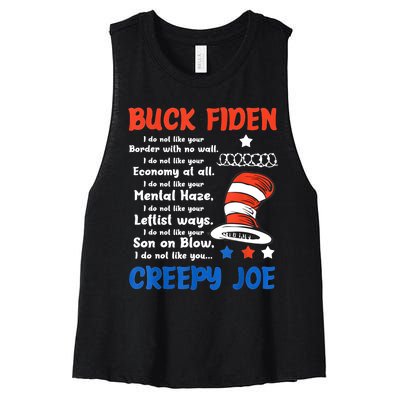 Buck Fiden I Do Not Like Your Border With No Wall Us Flag Women's Racerback Cropped Tank