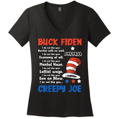 Buck Fiden I Do Not Like Your Border With No Wall Us Flag Women's V-Neck T-Shirt